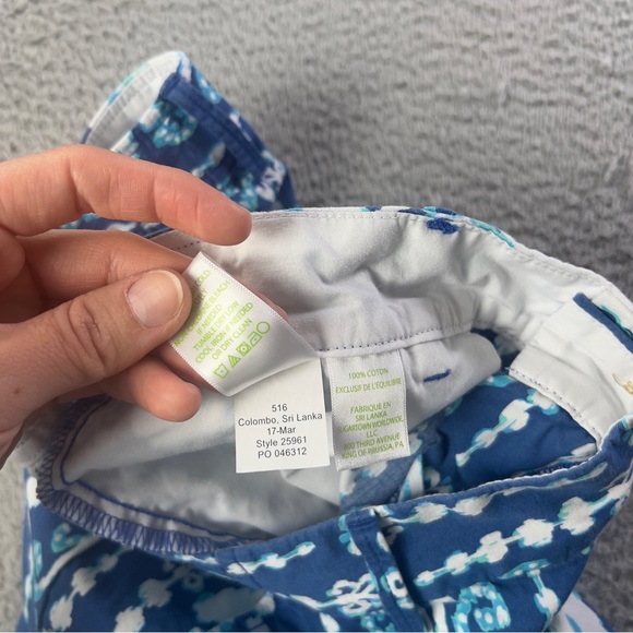 Lilly Pulitzer Pants Womens 10 Blue Jellyfish Beach Cocoanut Walk Cropped Preppy - Picture 9 of 10